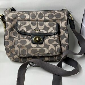Coach Signature Turn Lock Crossbody in Gray